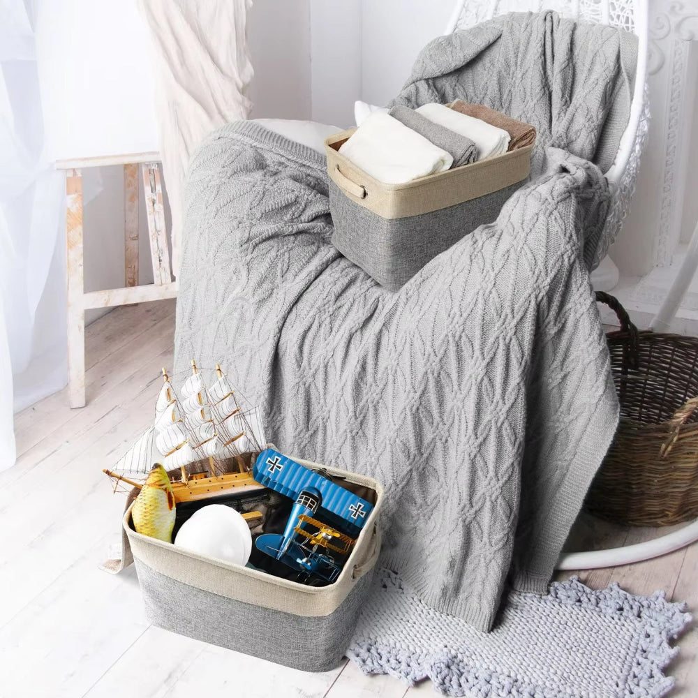 Toy Storage Basket, Clothing Organizer, Desktop Sundries Storage, Snacks Storage, Cosmetic Storage Basket Box, Cotton Linen
